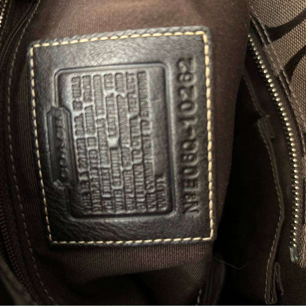 Coach Brown Signature Canvas Satchel with Snakeskin Stripe - Picture 8 of 13